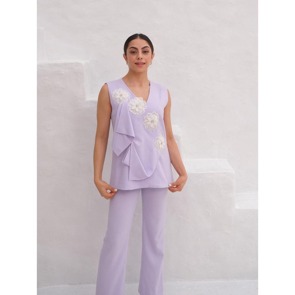 Rabnoor K Sethi A Lavender Flap Design Co-Ord (Set of 2)