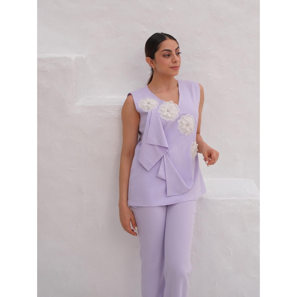 Rabnoor K Sethi A Lavender Flap Design Co-Ord (Set of 2)