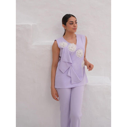 Rabnoor K Sethi A Lavender Flap Design Co-Ord (Set of 2)