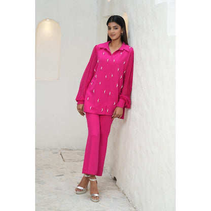Rabnoor K Sethi Pink Pearl Embellished Fascia Top