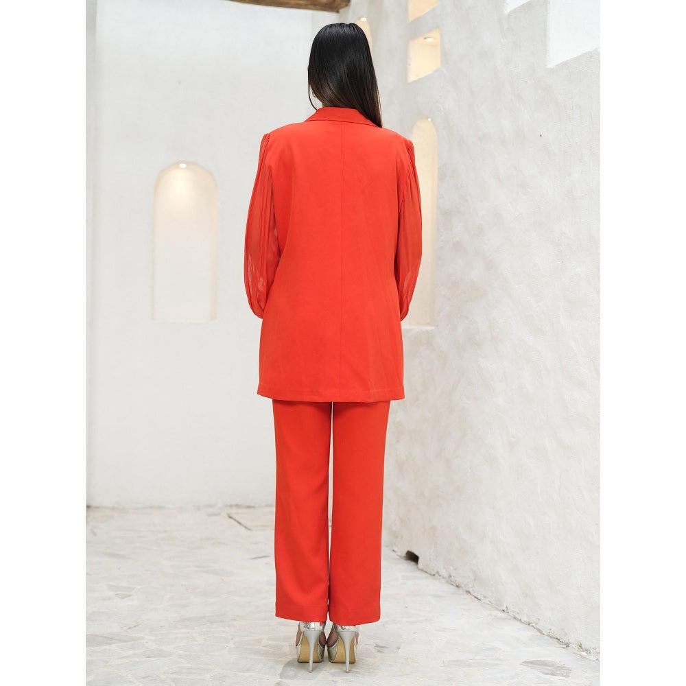 Rabnoor K Sethi Orange Pearl Embellished Tangerine Top