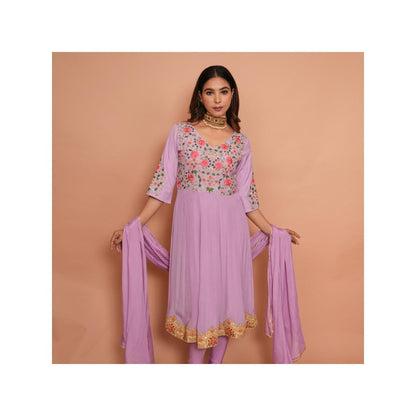 Rabnoor K Sethi Lavender Anarkali with Churidar and Dupatta (Set of 3)