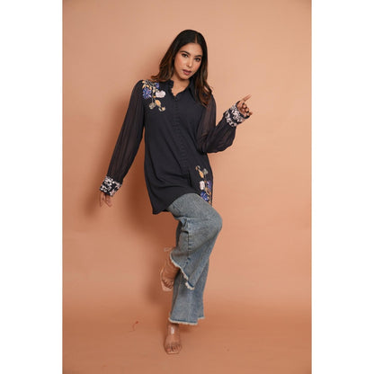 Rabnoor K Sethi Navy Blue Formal Shirt