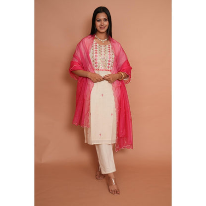 Rabnoor K Sethi Pink Formal Kurta with Pant and Heavy Dupatta (Set of 3)