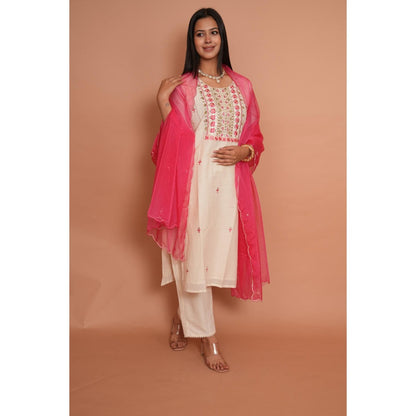 Rabnoor K Sethi Pink Formal Kurta with Pant and Heavy Dupatta (Set of 3)