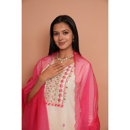 Rabnoor K Sethi Pink Formal Kurta with Pant and Heavy Dupatta (Set of 3)