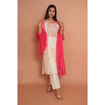 Rabnoor K Sethi Pink Formal Kurta with Pant and Heavy Dupatta (Set of 3)