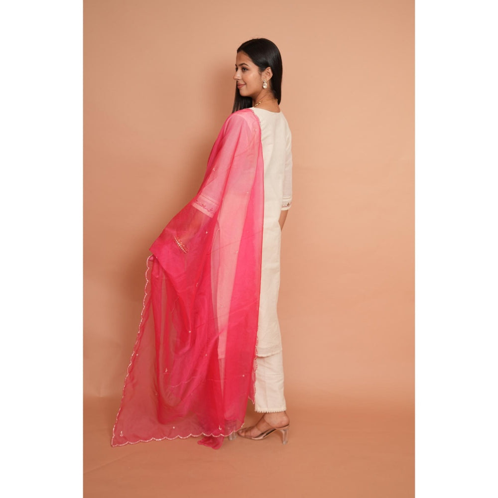 Rabnoor K Sethi Pink Formal Kurta with Pant and Heavy Dupatta (Set of 3)