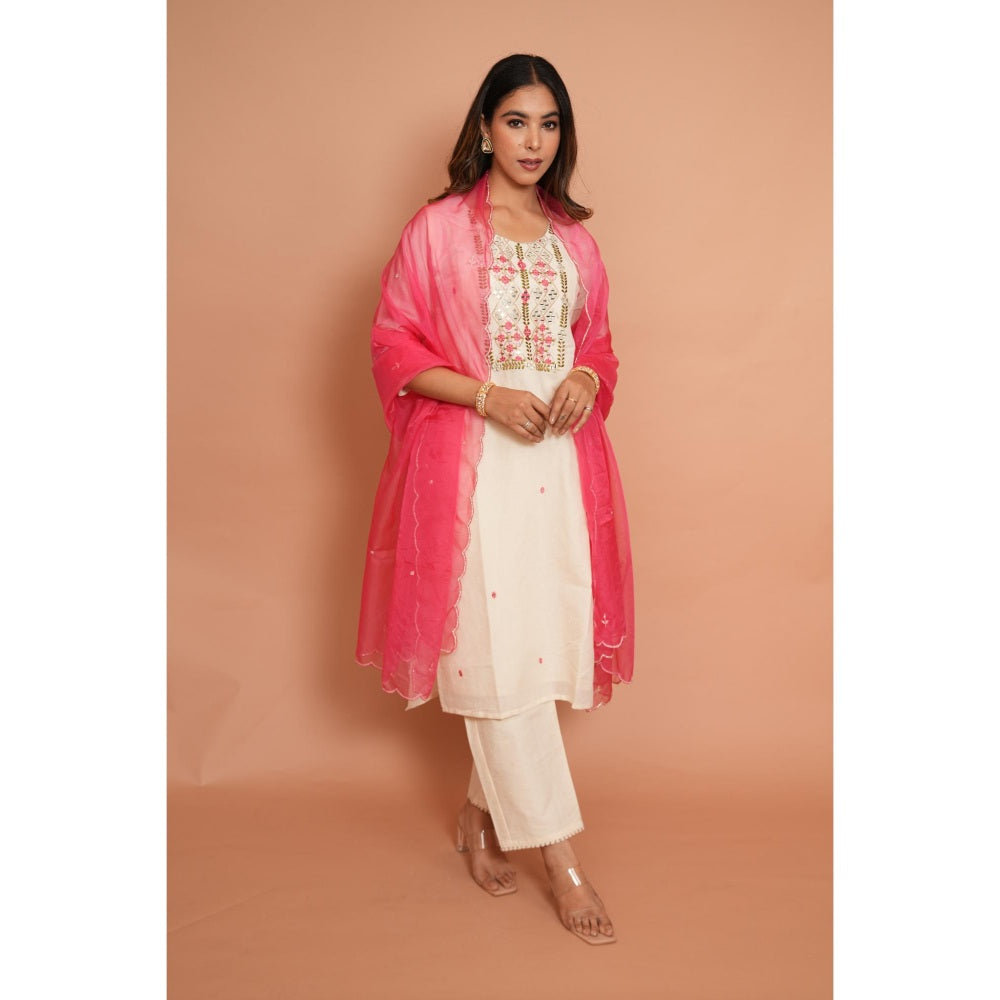 Rabnoor K Sethi Pink Formal Kurta with Pant and Heavy Dupatta (Set of 3)