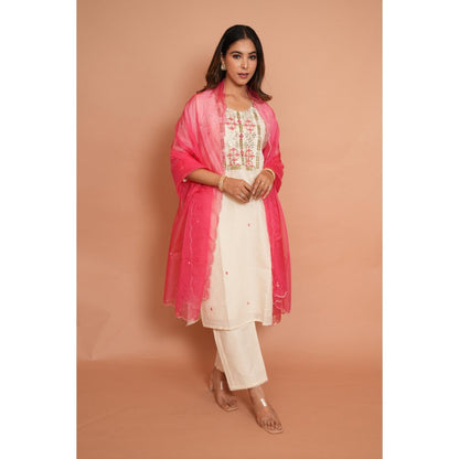 Rabnoor K Sethi Pink Formal Kurta with Pant and Heavy Dupatta (Set of 3)