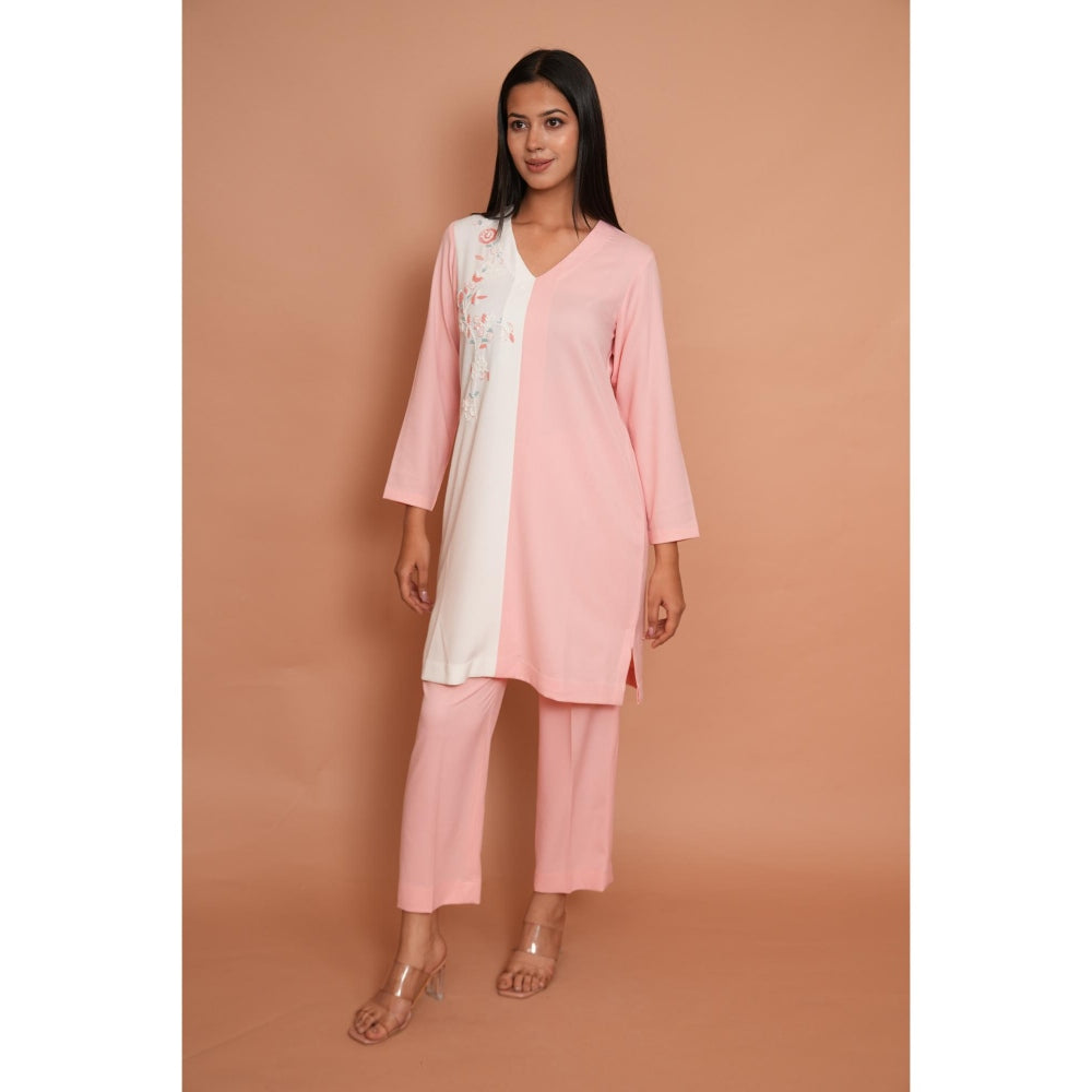 Rabnoor K Sethi Powder Pink Formal Embroidered Kurti