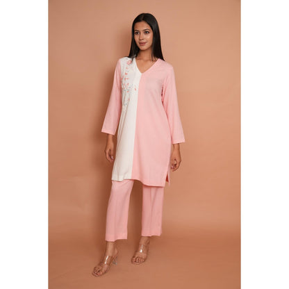 Rabnoor K Sethi Powder Pink Formal Embroidered Kurti