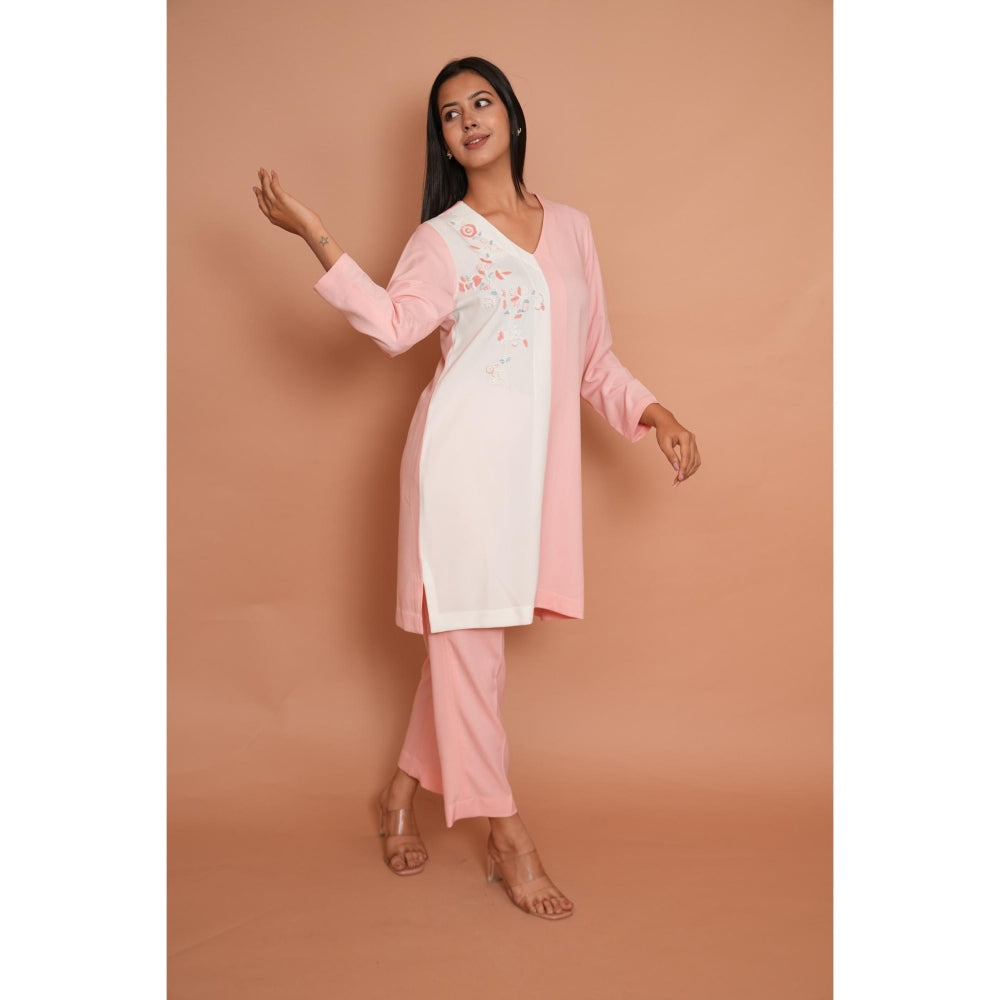 Rabnoor K Sethi Powder Pink Formal Embroidered Kurti