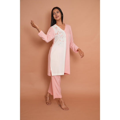Rabnoor K Sethi Powder Pink Formal Embroidered Kurti