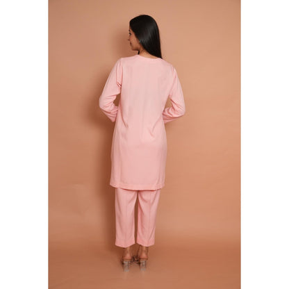 Rabnoor K Sethi Powder Pink Formal Embroidered Kurti