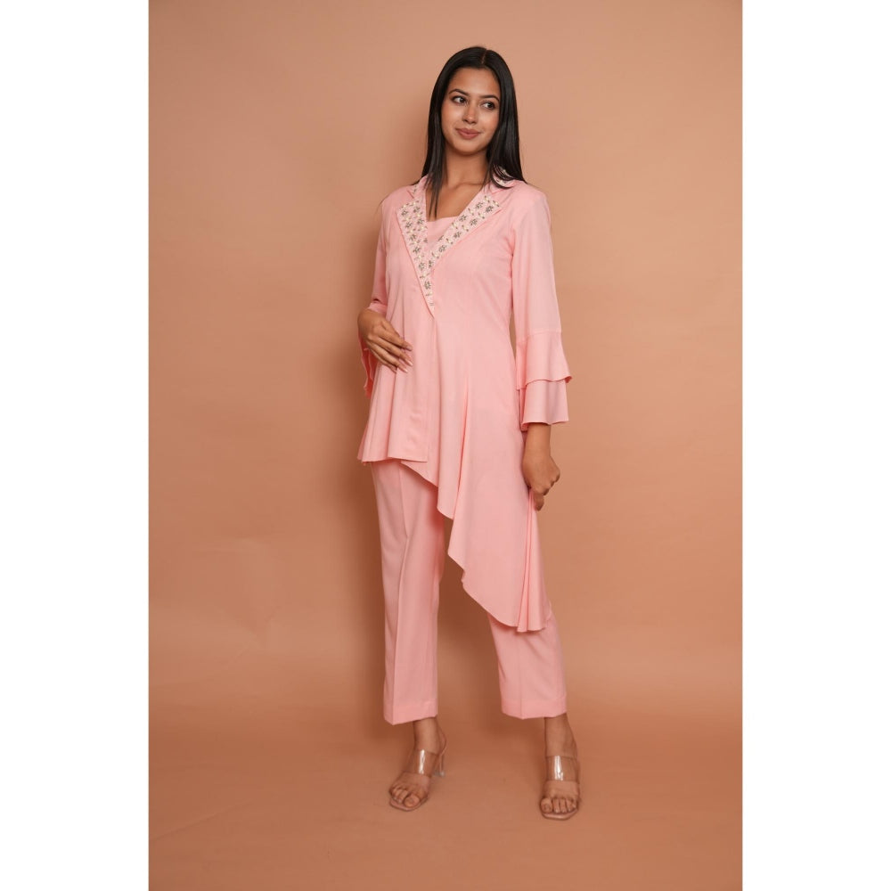 Rabnoor K Sethi Powder Pink Asymmetrical Co-Ord (Set of 2)