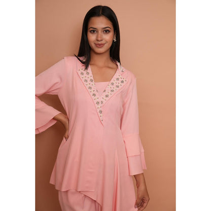 Rabnoor K Sethi Powder Pink Asymmetrical Co-Ord (Set of 2)