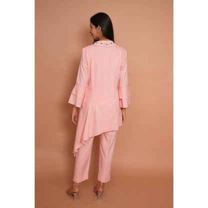 Rabnoor K Sethi Powder Pink Asymmetrical Co-Ord (Set of 2)