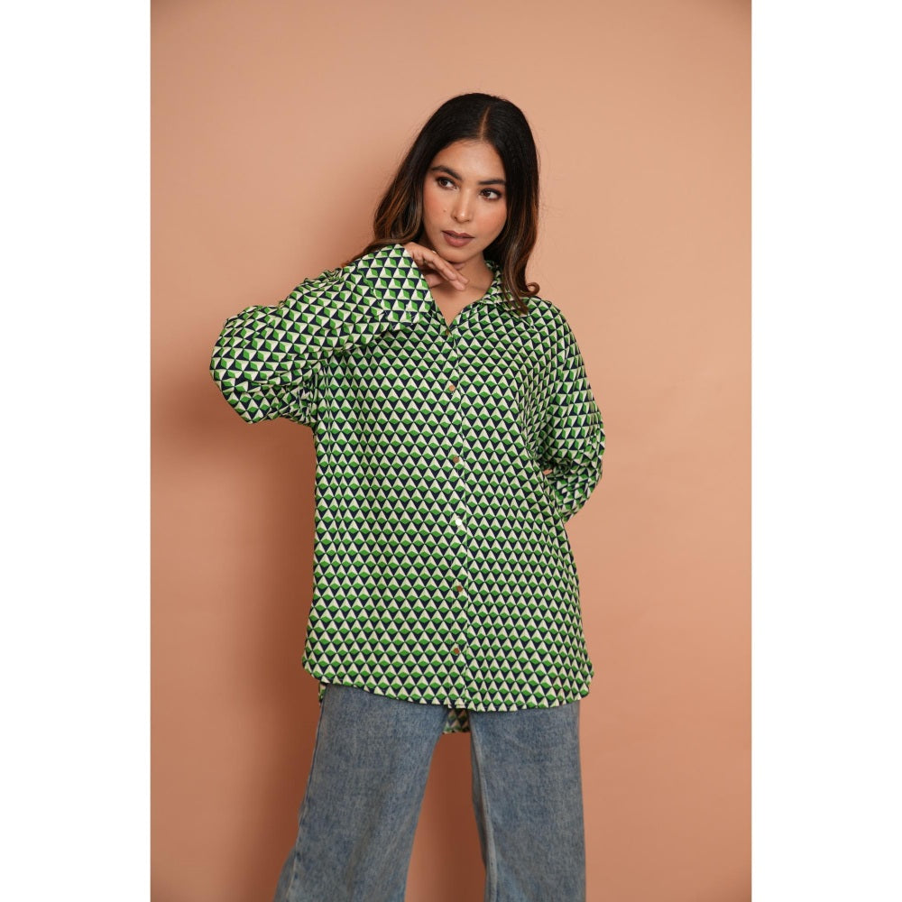 Rabnoor K Sethi Green Printed Shirt
