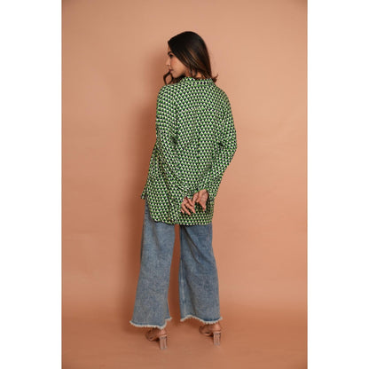 Rabnoor K Sethi Green Printed Shirt