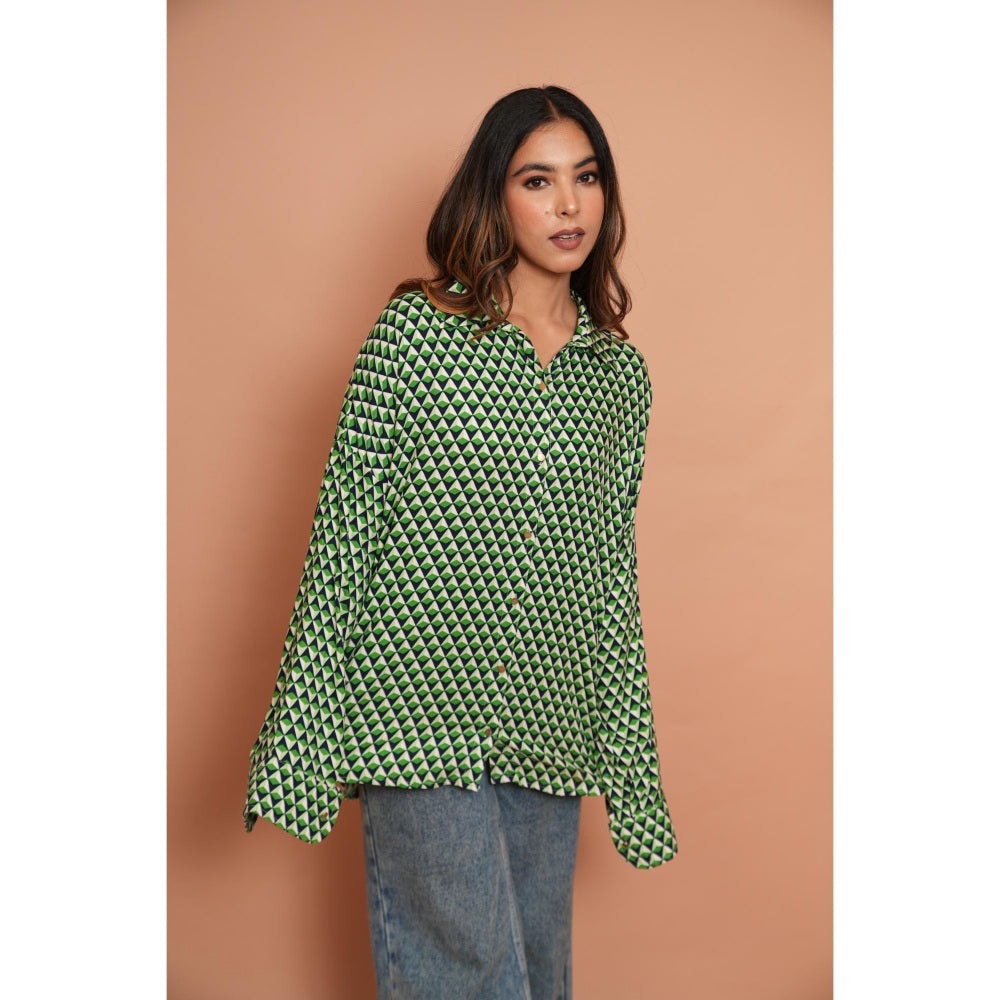 Rabnoor K Sethi Green Printed Shirt