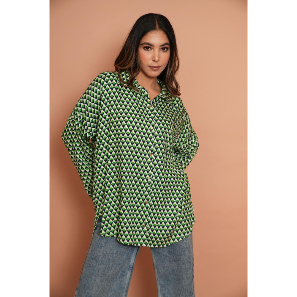 Rabnoor K Sethi Green Printed Shirt