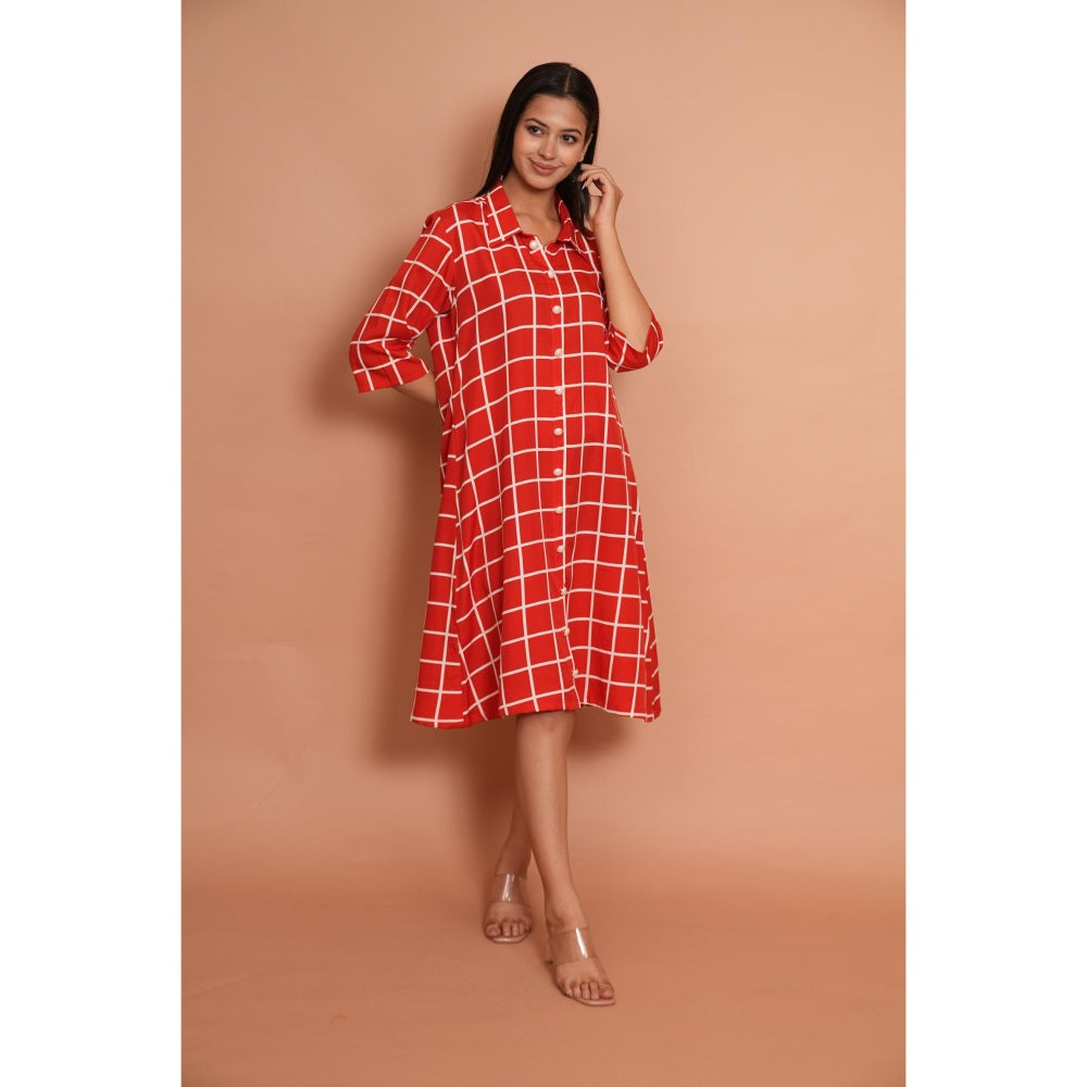 Rabnoor K Sethi Red Checks Shirt Dress
