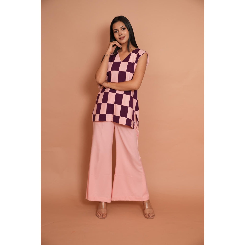 Rabnoor K Sethi Powder Pink Checks Co-Ord (Set of 2)