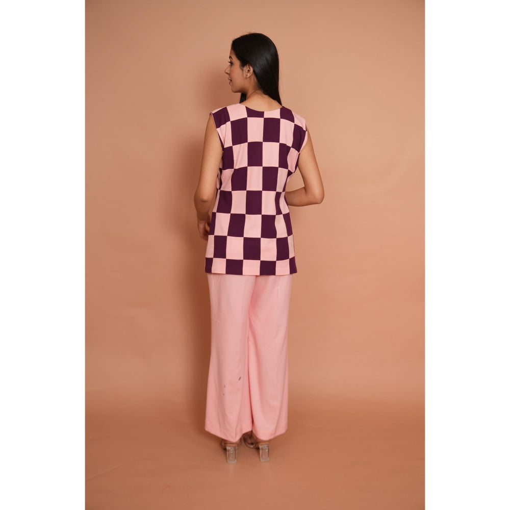 Rabnoor K Sethi Powder Pink Checks Co-Ord (Set of 2)