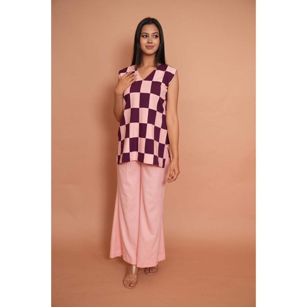Rabnoor K Sethi Powder Pink Checks Co-Ord (Set of 2)