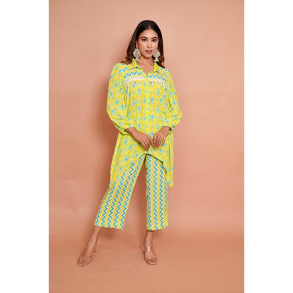 Rabnoor K Sethi Parrot Green Festive Tunic with Pant (Set of 2)