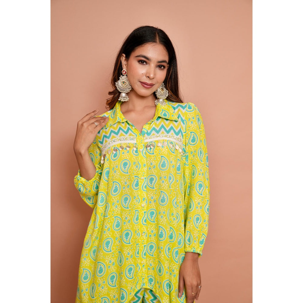 Rabnoor K Sethi Parrot Green Festive Tunic with Pant (Set of 2)