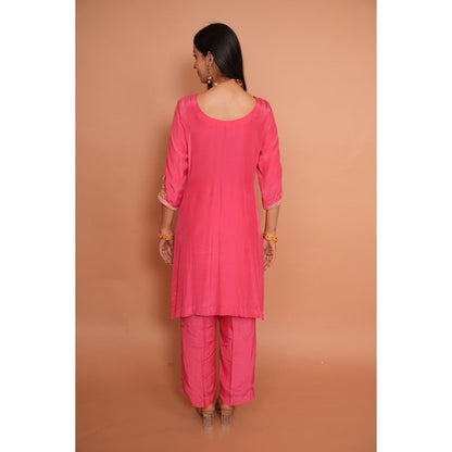 Rabnoor K Sethi Pink Embroidered Kurta with Pant and Dupatta (Set of 3)