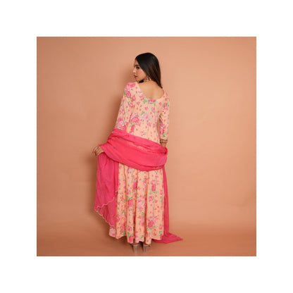 Rabnoor K Sethi Blush Pink Anarkali with Pyjama and Dupatta (Set of 3)