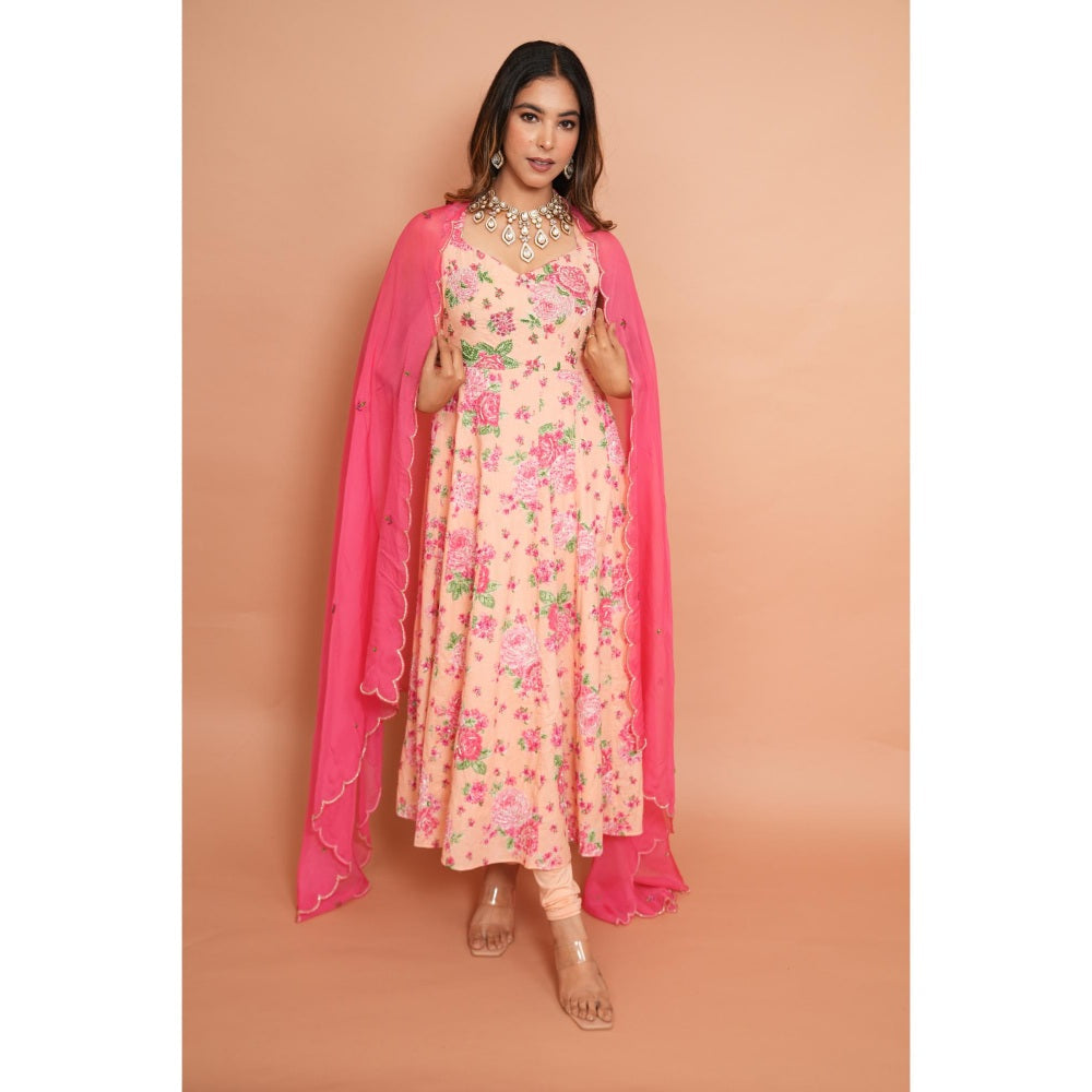 Rabnoor K Sethi Blush Pink Anarkali with Churidar and Dupatta (Set of 3)