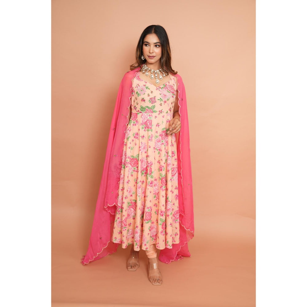 Rabnoor K Sethi Blush Pink Anarkali with Churidar and Dupatta (Set of 3)