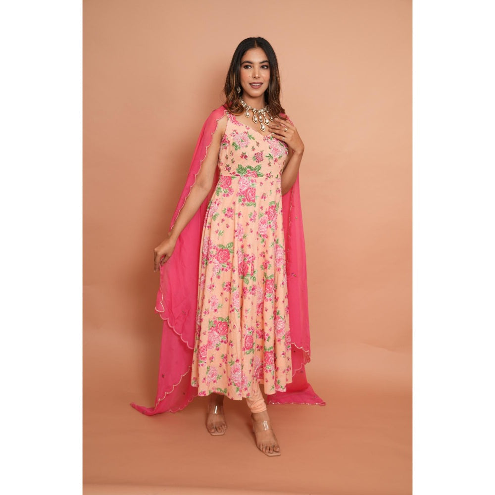 Rabnoor K Sethi Blush Pink Anarkali with Churidar and Dupatta (Set of 3)