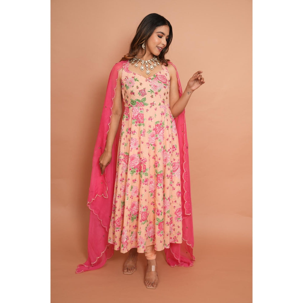 Rabnoor K Sethi Blush Pink Anarkali with Churidar and Dupatta (Set of 3)