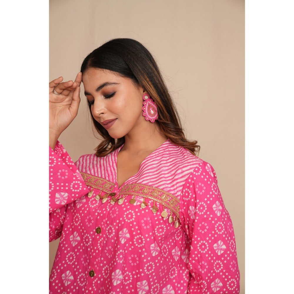 Rabnoor K Sethi Pastel Pink Asymmetrical Tunic with Pant (Set of 2)