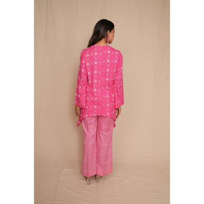 Rabnoor K Sethi Pastel Pink Asymmetrical Tunic with Pant (Set of 2)