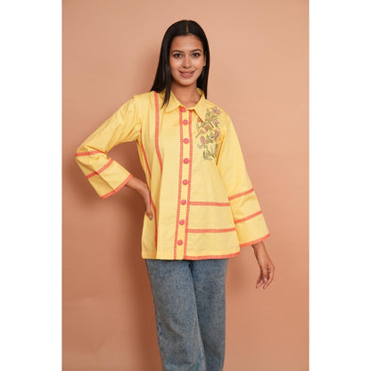 Rabnoor K Sethi Lime Yellow Embroidered Shirt