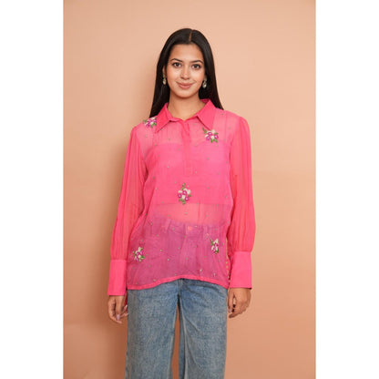 Rabnoor K Sethi Pink Embroidered Top with Inner (Set of 2)