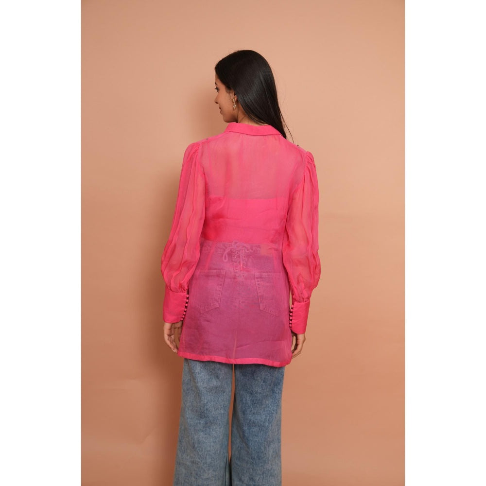 Rabnoor K Sethi Pink Embroidered Top with Inner (Set of 2)
