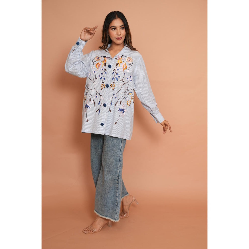 Rabnoor K Sethi Blue Stripe Shirt