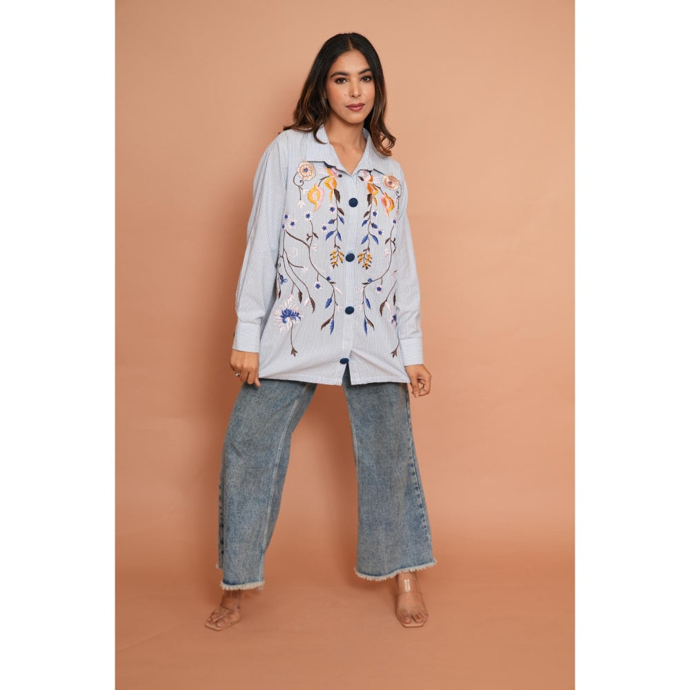 Rabnoor K Sethi Blue Stripe Shirt