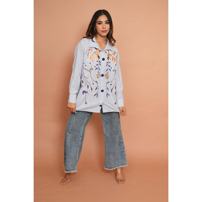 Rabnoor K Sethi Blue Stripe Shirt