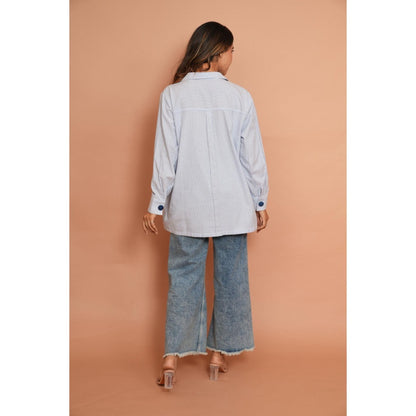 Rabnoor K Sethi Blue Stripe Shirt