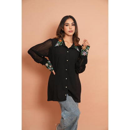 Rabnoor K Sethi Black Embroidered Shirt