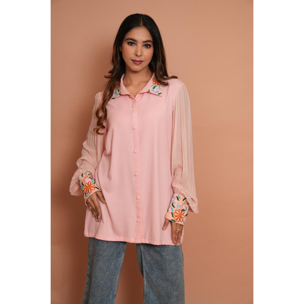 Rabnoor K Sethi Powder Pink Embroidered Shirt