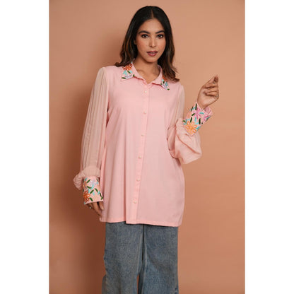 Rabnoor K Sethi Powder Pink Embroidered Shirt